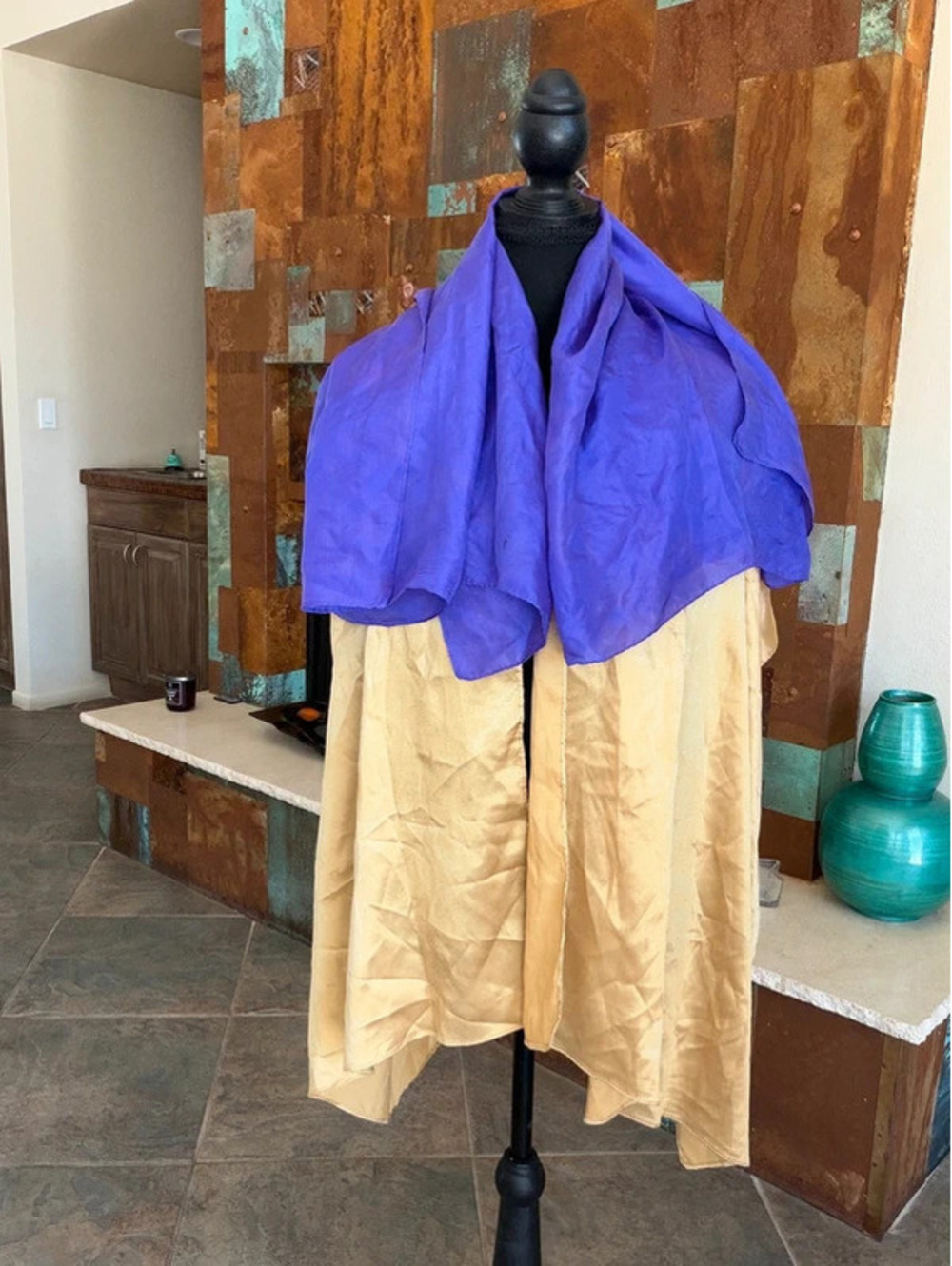 Purple Silk and Gold Satin 2 Scarf Bundle